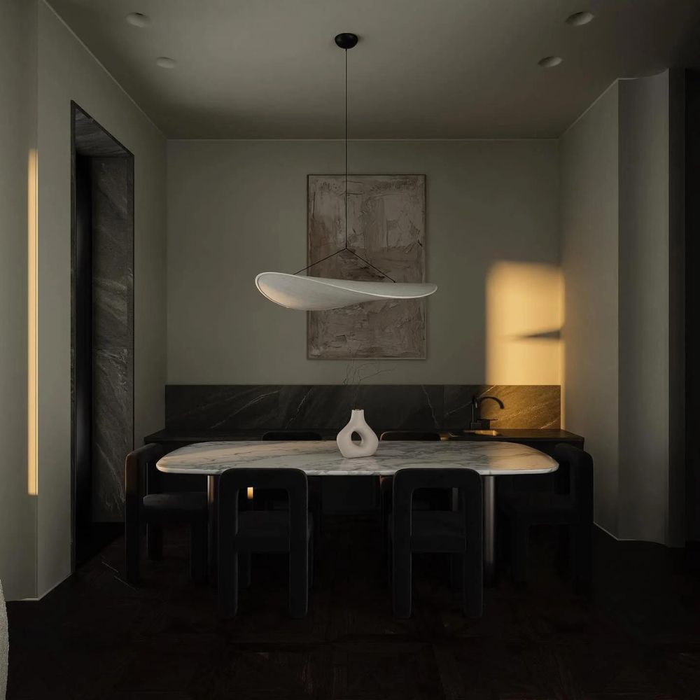Japandi Silk Pendant Light silk shade detail