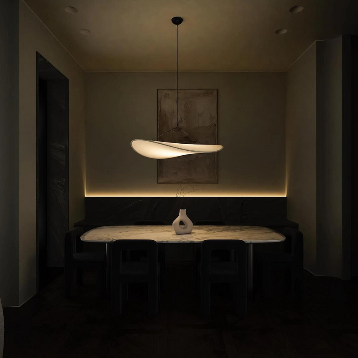 Japandi Silk Pendant Light side view