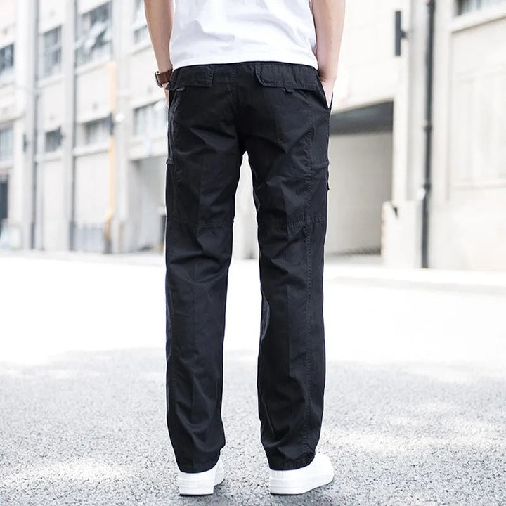 Khaki Cotton Cargo Pants front view