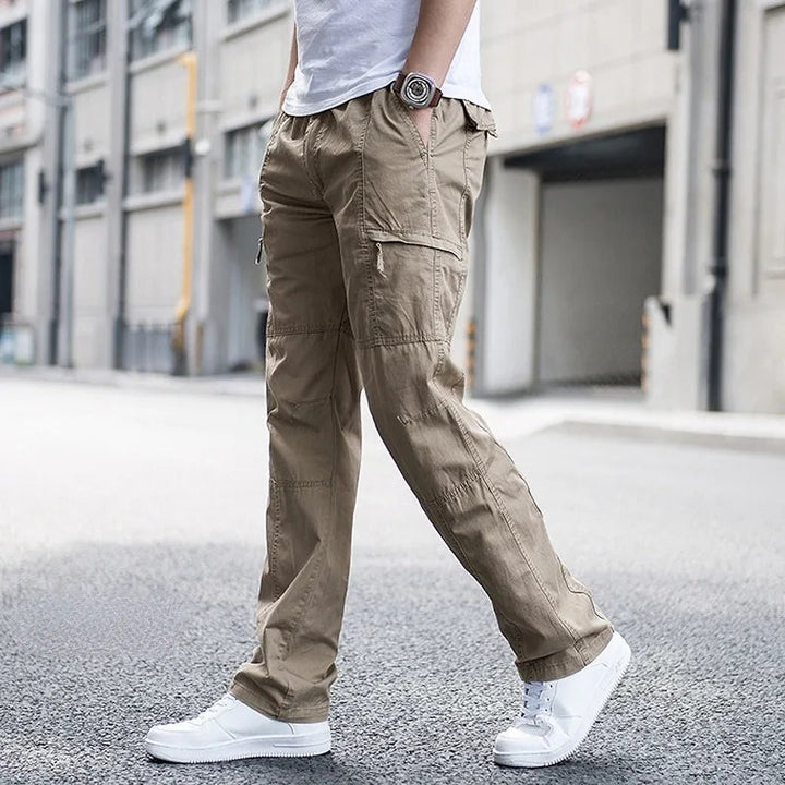 Khaki Cotton Cargo Pants detail
