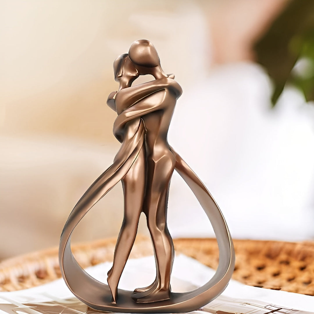 Kissing Couple Sculpture front view lifestyle