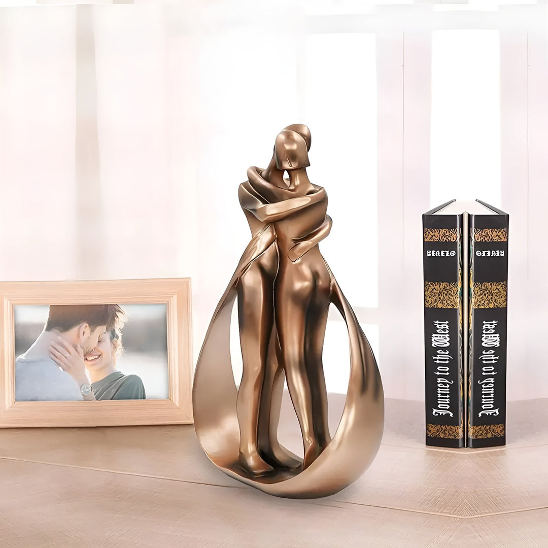 Kissing Couple Sculpture on shelf lifestyle