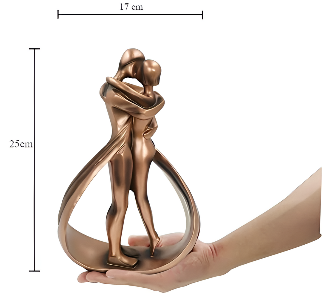 Kissing Couple Sculpture held in hand size view