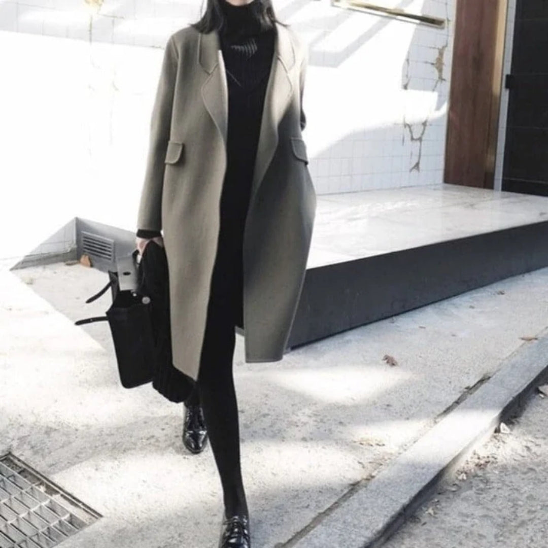 Gray Knee-Length Insulated Coat front view