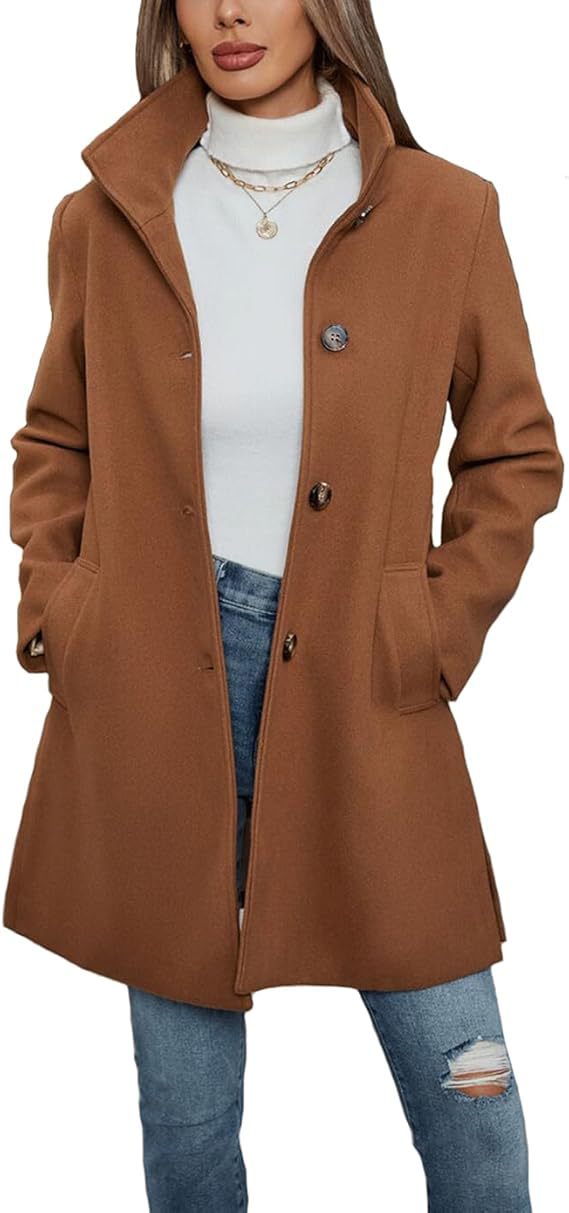 Black Knee-Length Wool Overcoat front view
