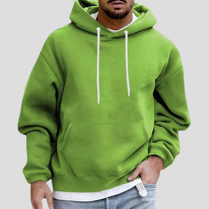 Light Green Knit Drawstring Hoodie front view