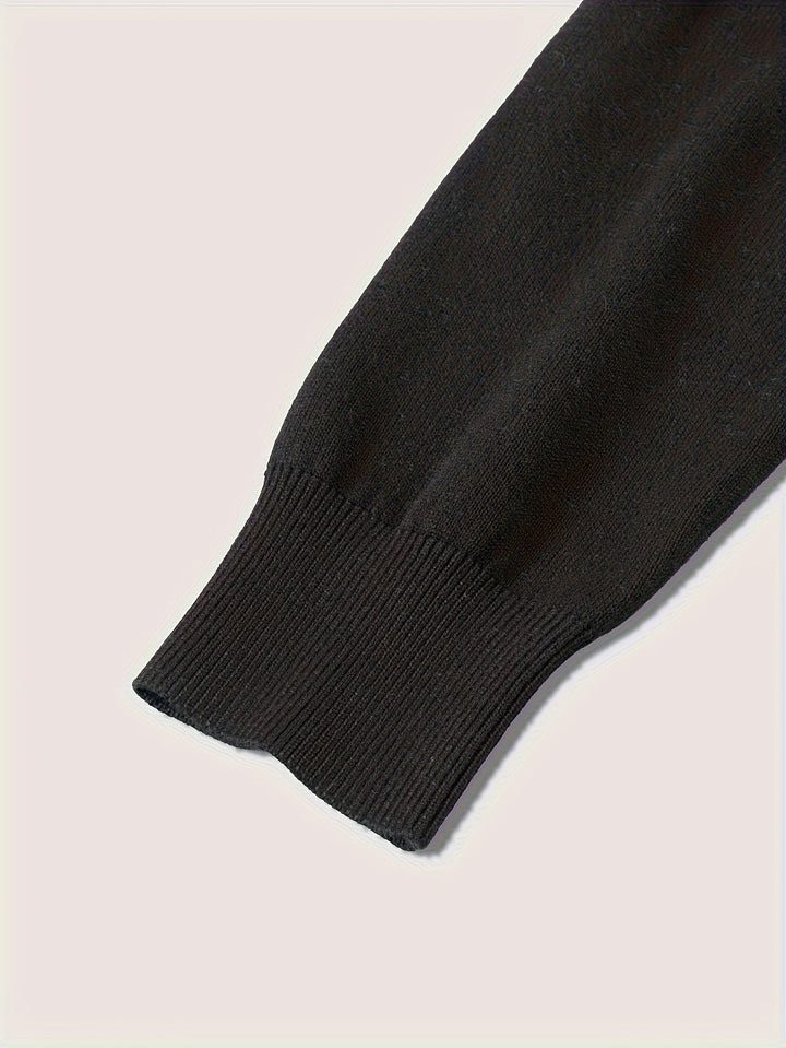 Black Knit Polo Sweater cuff detail
