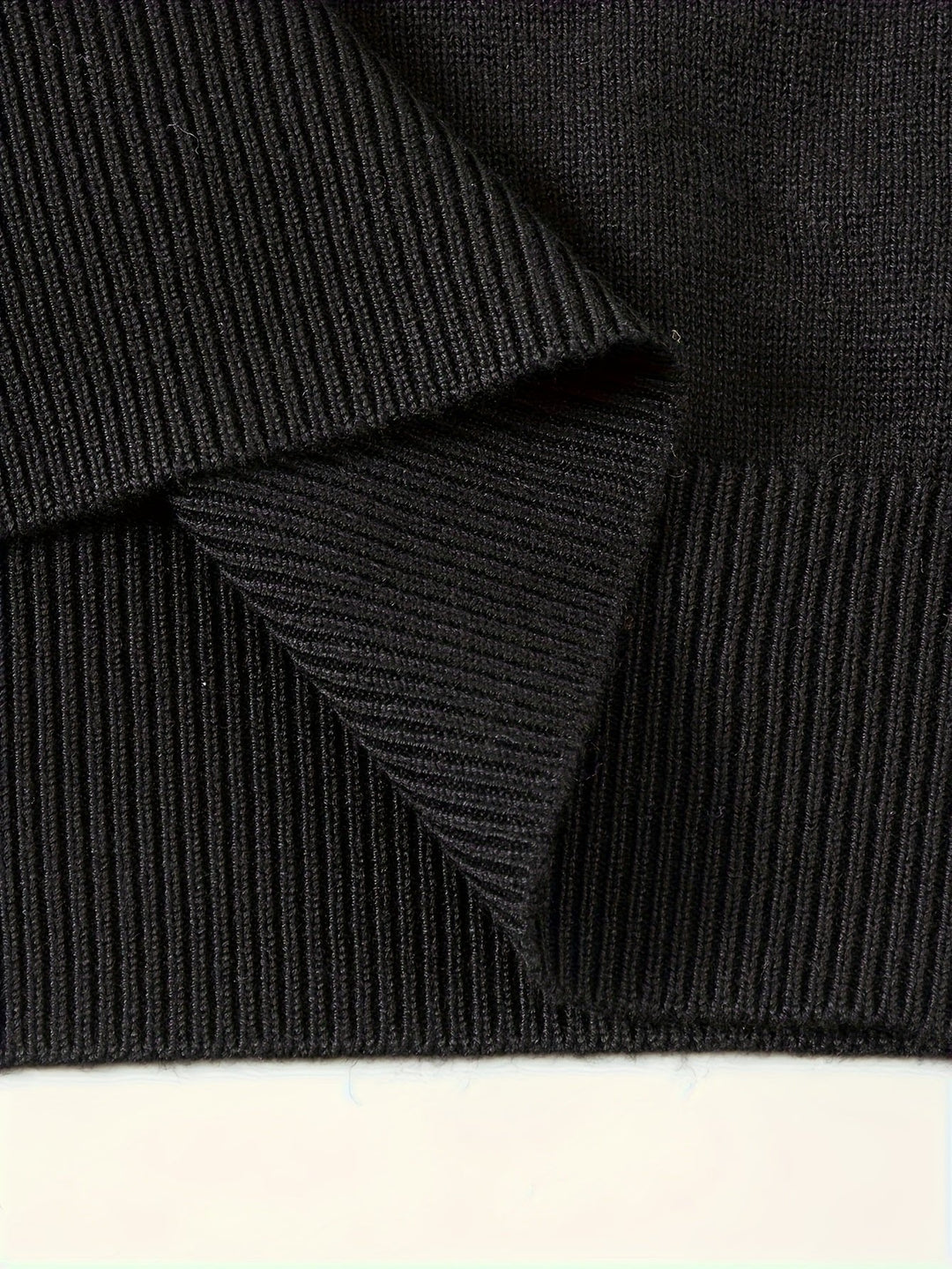 Black Knit Polo Sweater hem detail