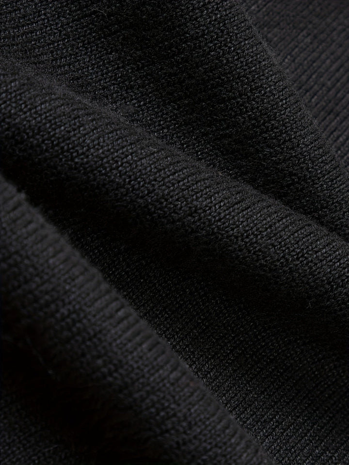 Black Knit Polo Sweater fabric texture