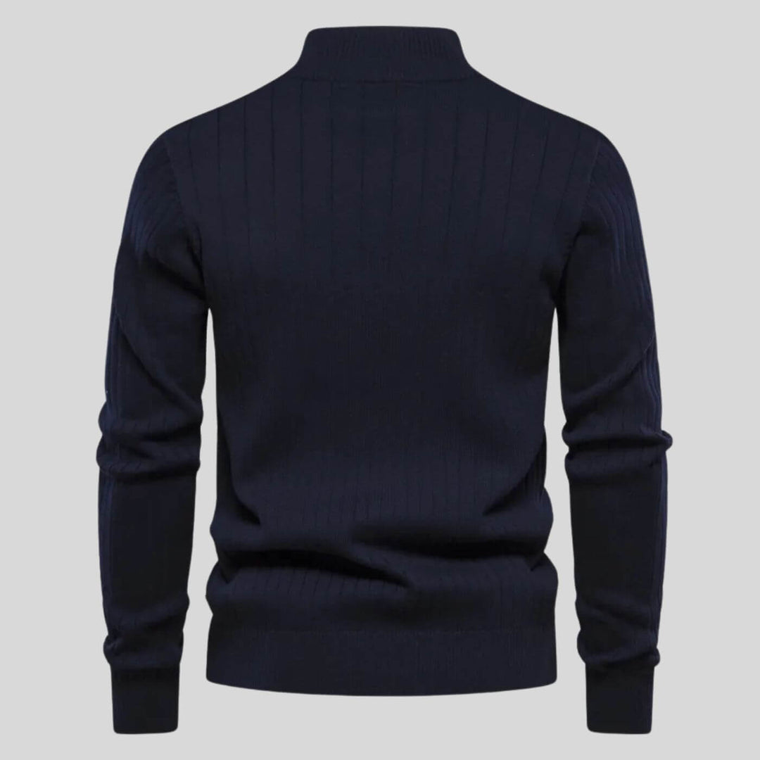 Knit Stand-Collar Quarter Zip Sweater detail view 1