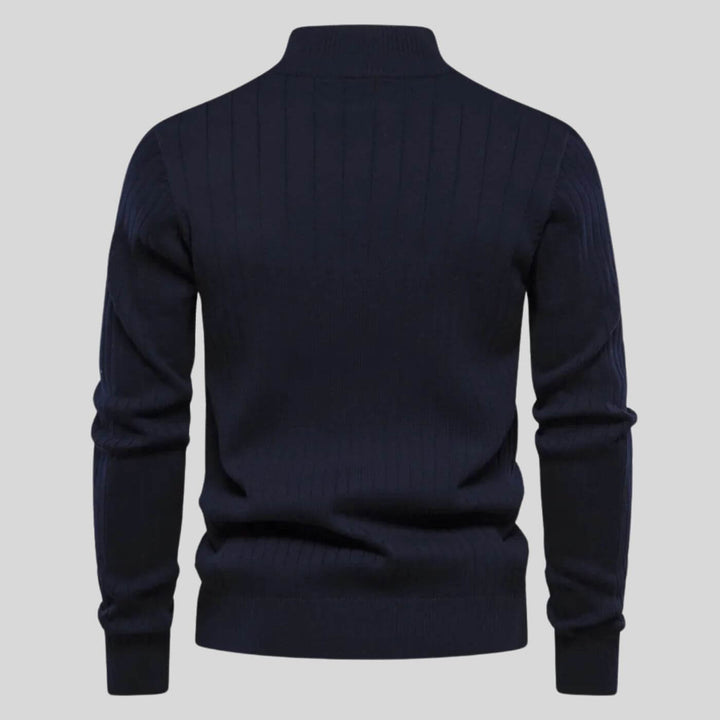Knit Stand-Collar Quarter Zip Sweater detail view 1