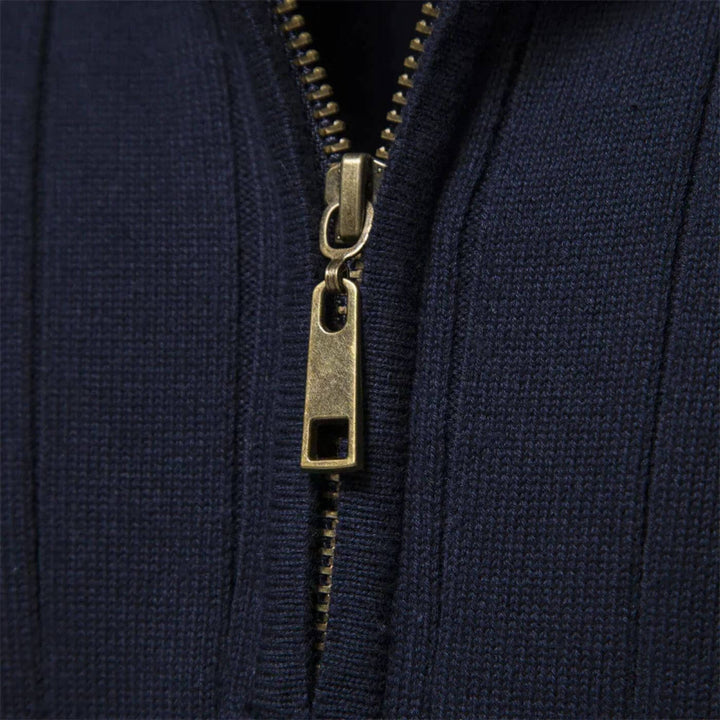 Knit Stand-Collar Quarter Zip Sweater detail view 3