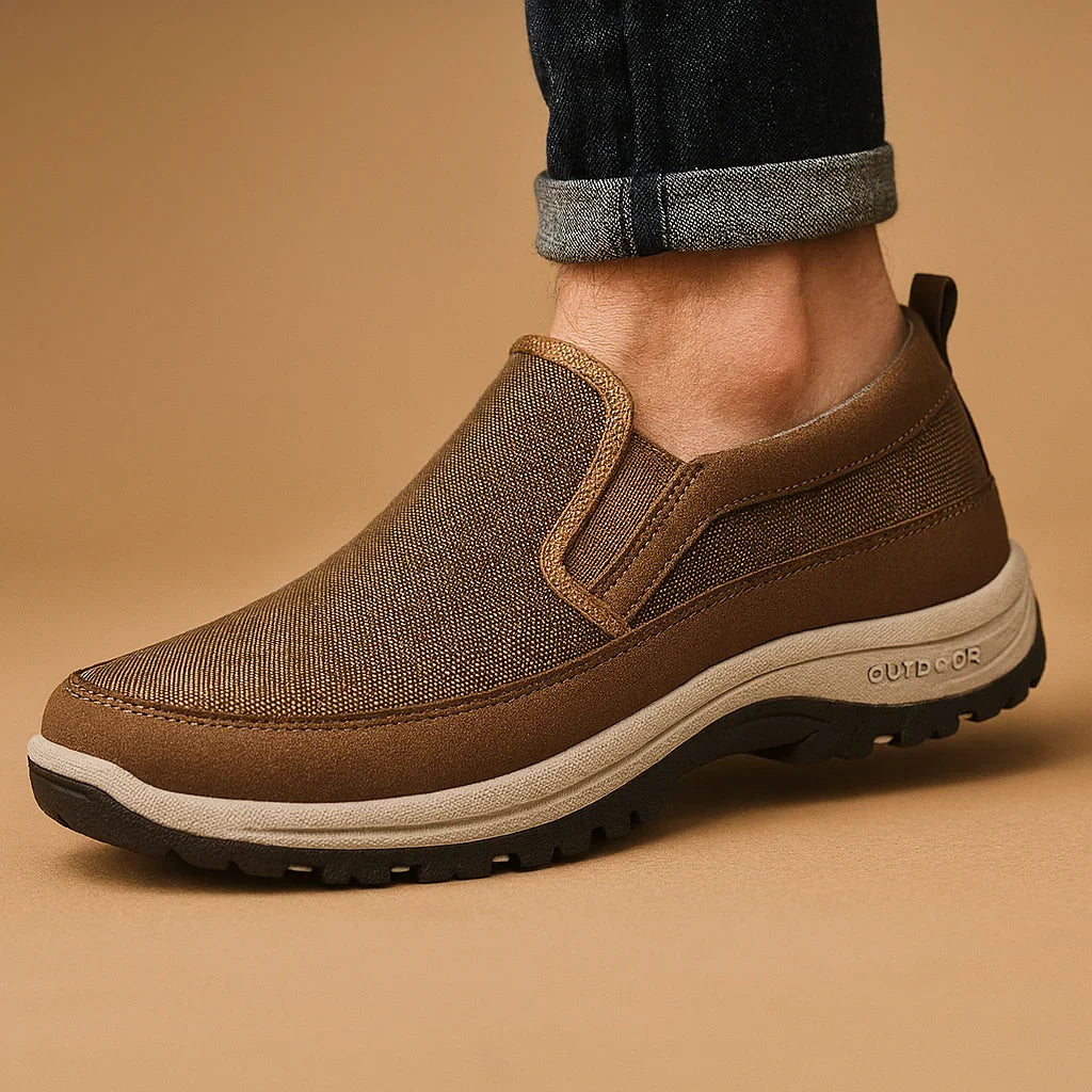 Brown Knit Slip-On Loafers front view