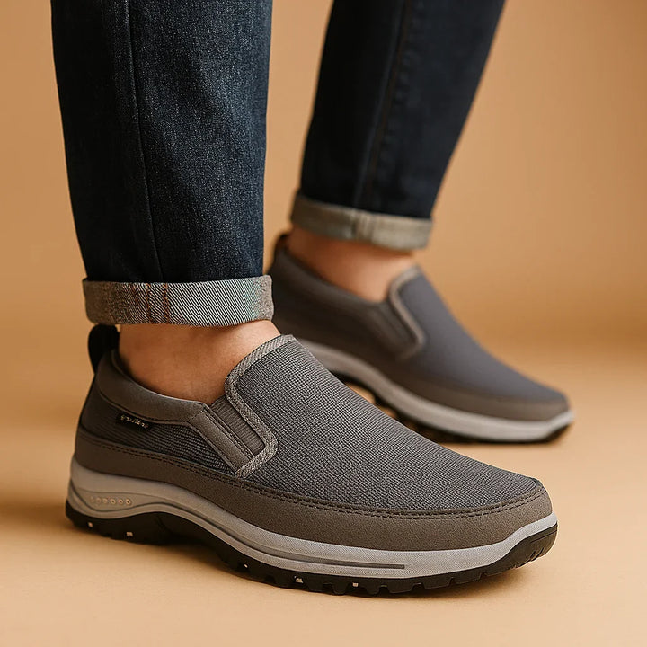 Gray Knit Slip-On Loafers front view
