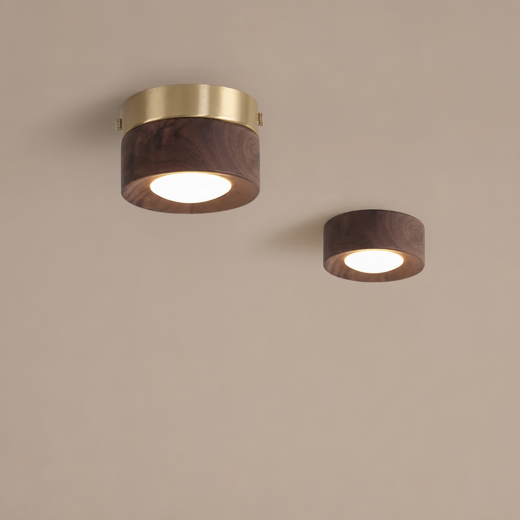 Knob-Adjustable Copper Downlight wood and walnut finish comparison