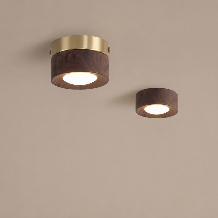 Knob-Adjustable Copper Downlight wood and walnut finish comparison