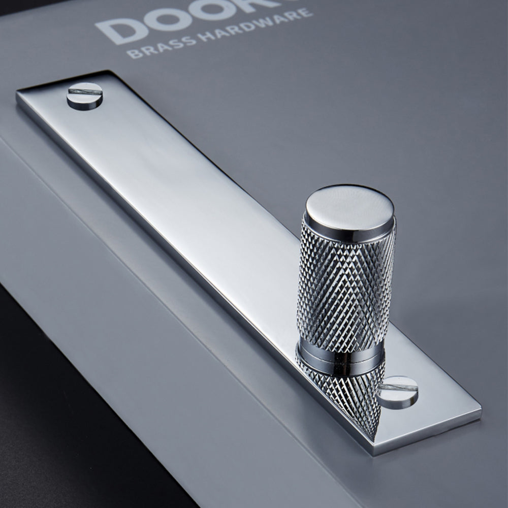 Knurled Brass Cabinet Pulls installed on kitchen cabinet lifestyle