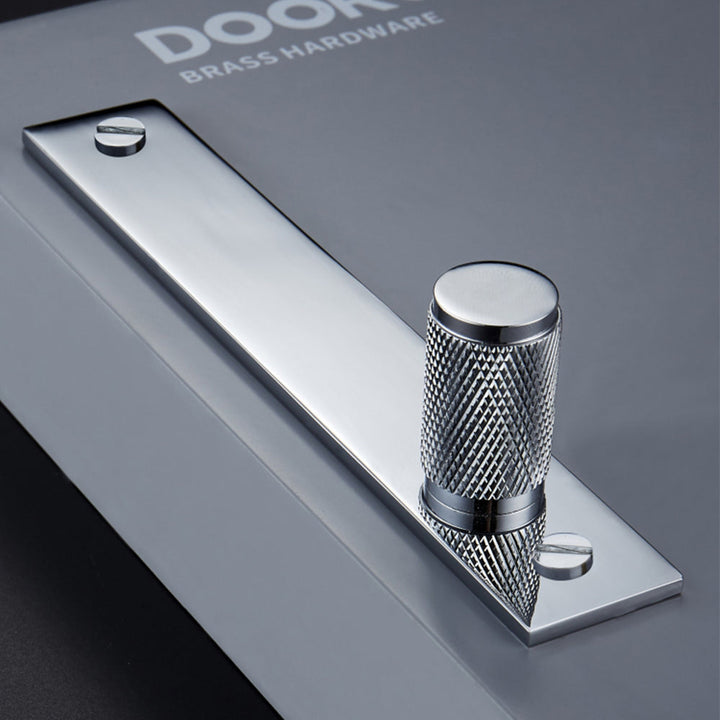 Knurled Brass Cabinet Pulls installed on kitchen cabinet lifestyle