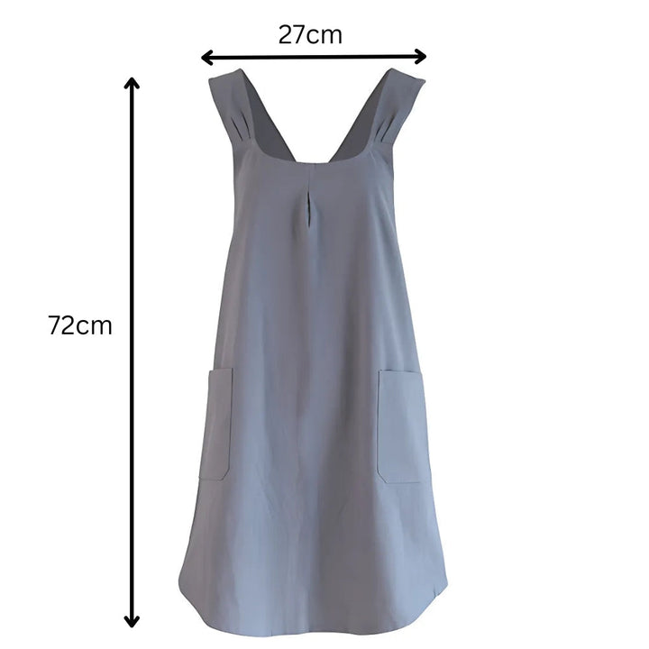 Gray Korean-Style Pinafore Apron with measurements