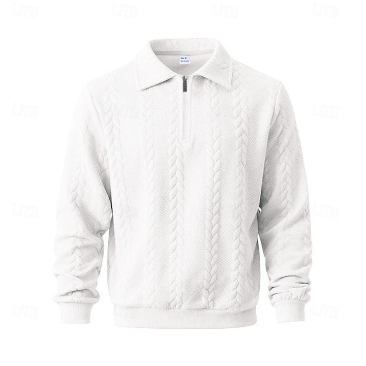 Cable-Knit Polo Quarter-Zip Sweater