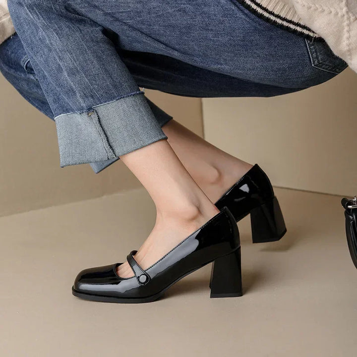 Lace Overlay Block-Heel Ankle Boots block heel detail
