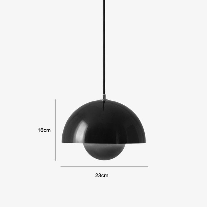 Lacquered Metal Mushroom Pendant profile view