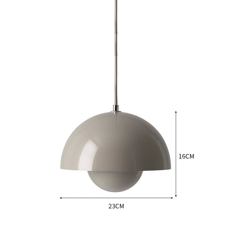 Lacquered Metal Mushroom Pendant profile view alternate