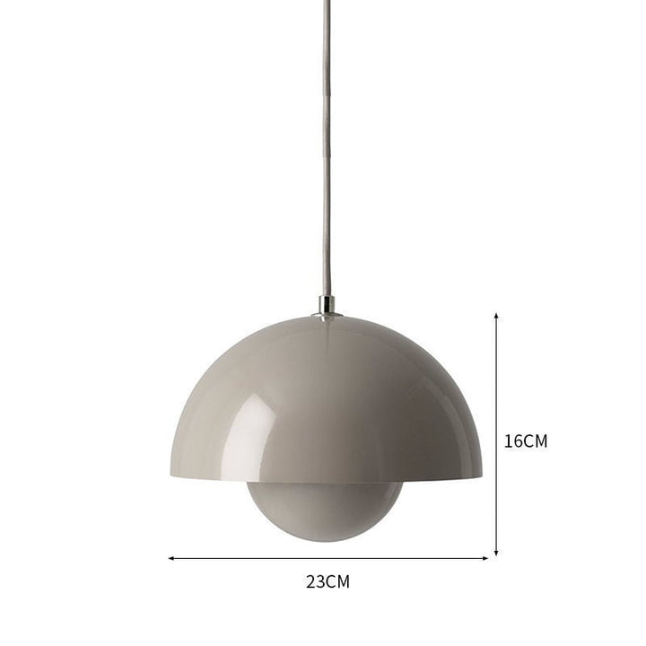 Lacquered Metal Mushroom Pendant profile view alternate