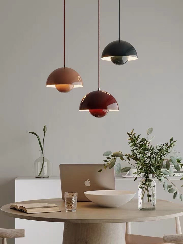 Lacquered Metal Mushroom Pendant lifestyle setting