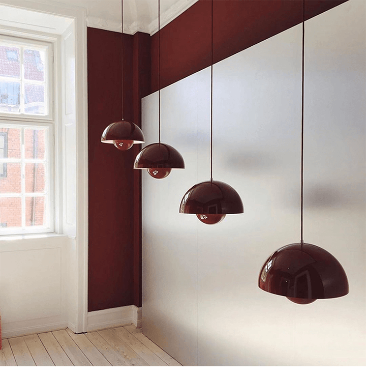 Lacquered Metal Mushroom Pendant angle view