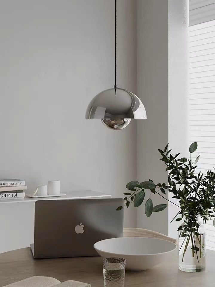 Lacquered Metal Mushroom Pendant lifestyle setting alternate