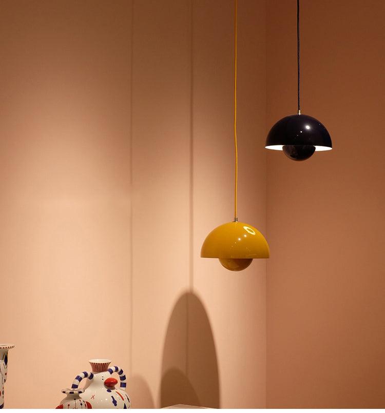 Lacquered Metal Mushroom Pendant size reference