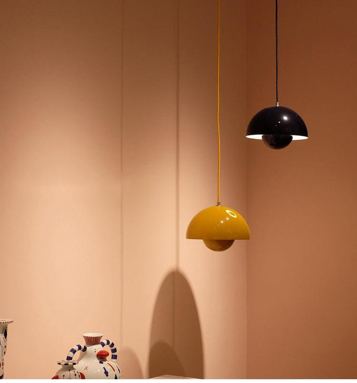Lacquered Metal Mushroom Pendant size reference