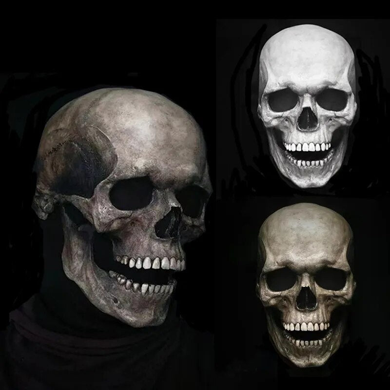 Black Latex Movable-Jaw Skull Mask front view