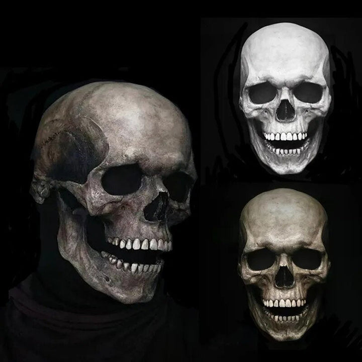 Black Latex Movable-Jaw Skull Mask front view