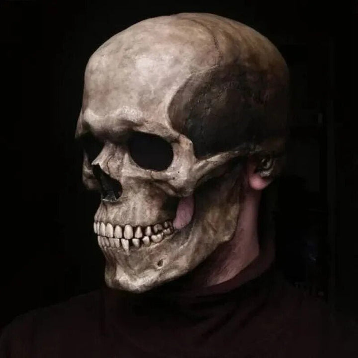 Black Latex Movable-Jaw Skull Mask side view