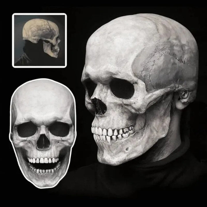 White Latex Movable-Jaw Skull Mask side view