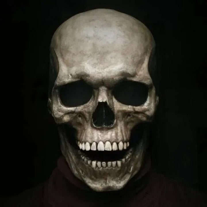Black Latex Movable-Jaw Skull Mask detail view