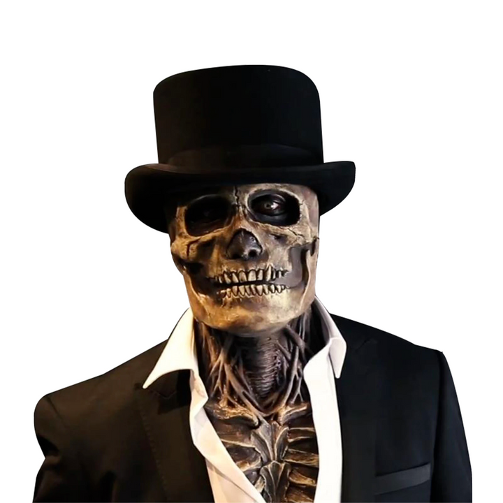 Latex Skeleton Mask with Hat side view