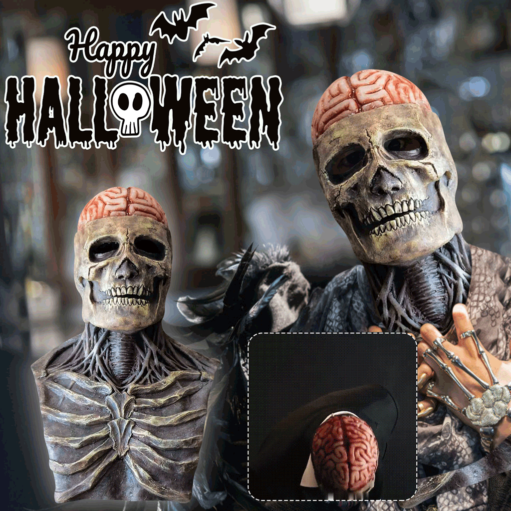 Latex Skeleton Mask with Hat movable jaw motion