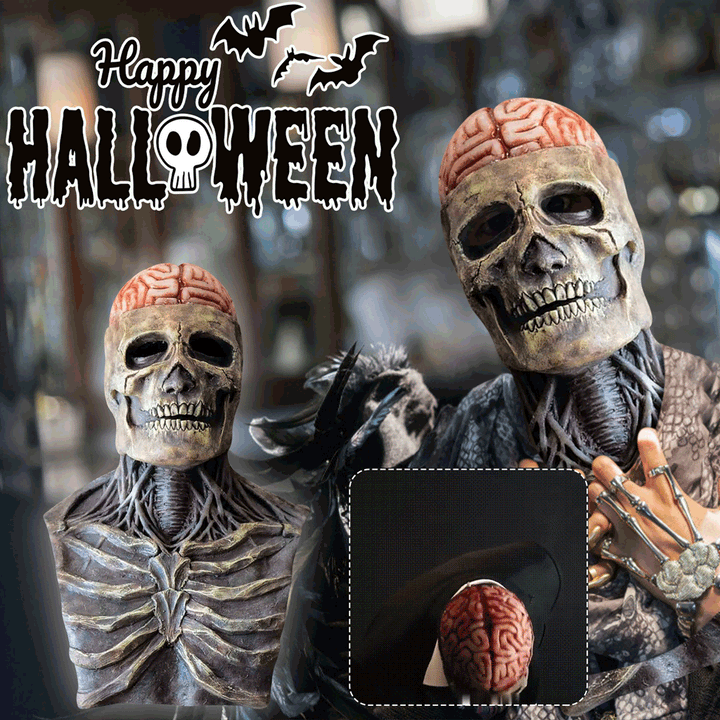 Latex Skeleton Mask with Hat movable jaw motion