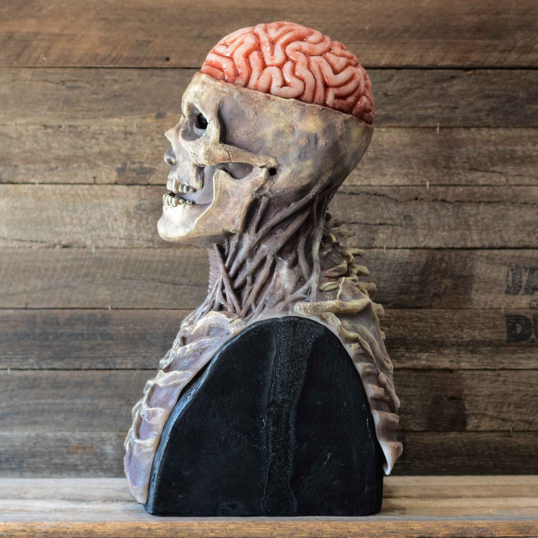 Latex Skeleton Mask with Hat worn front view