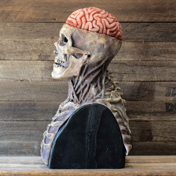Latex Skeleton Mask with Hat worn front view