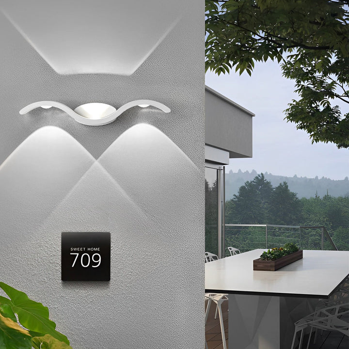 Layered-Beam Aluminum Patio Light outdoor scene lifestyle
