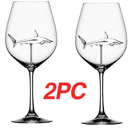 Lead-Free Crystal Shark Wine Glasses set of two front view