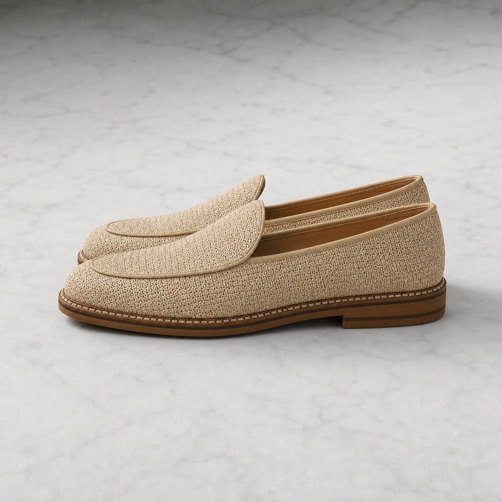 Sand Raffia Leather-Lined Loafers alternate view