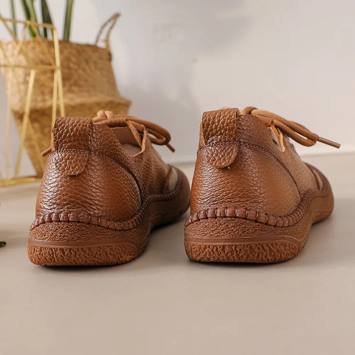 Brown Leather Platform Sneakers side view