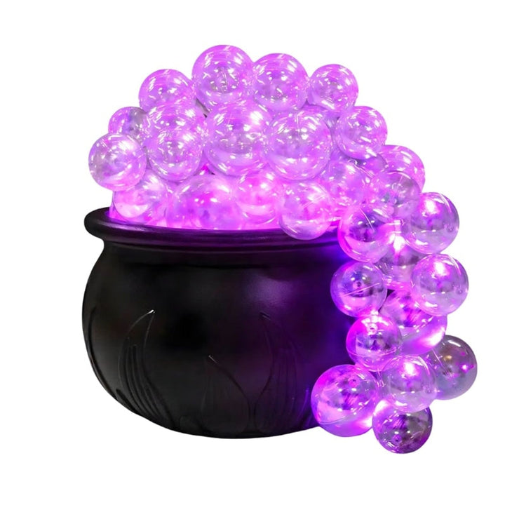 Black LED Glowing Orb Cauldron Decoration on white background