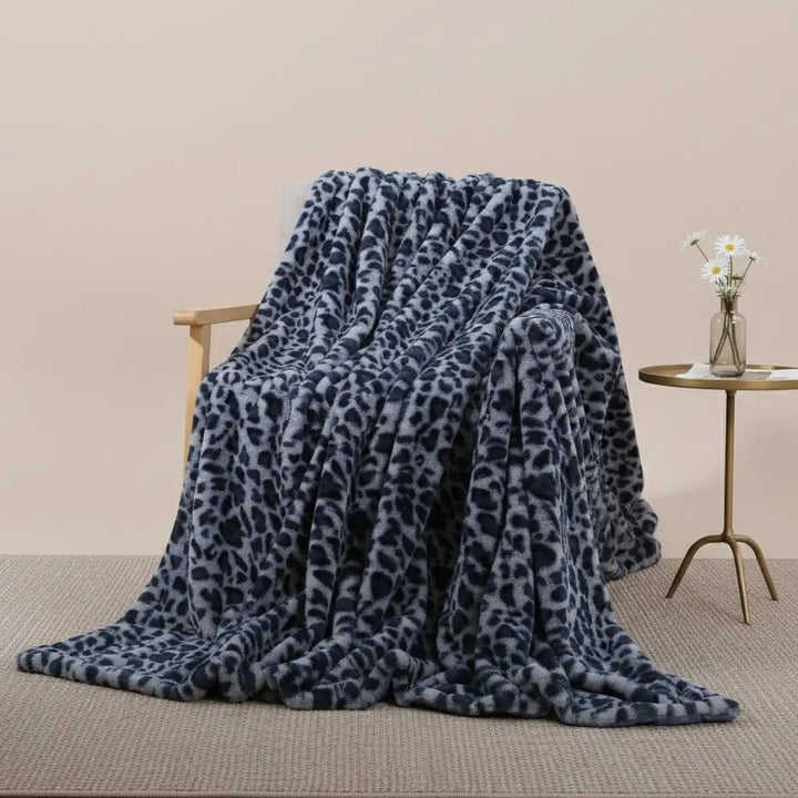 Leopard Print Velvet Throw Blanket folded flat lay