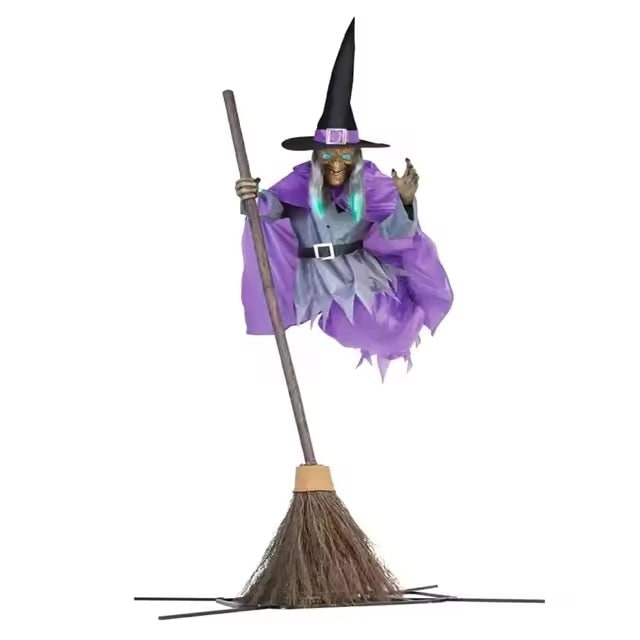 Lifelike Floating Witch Decoration on white background